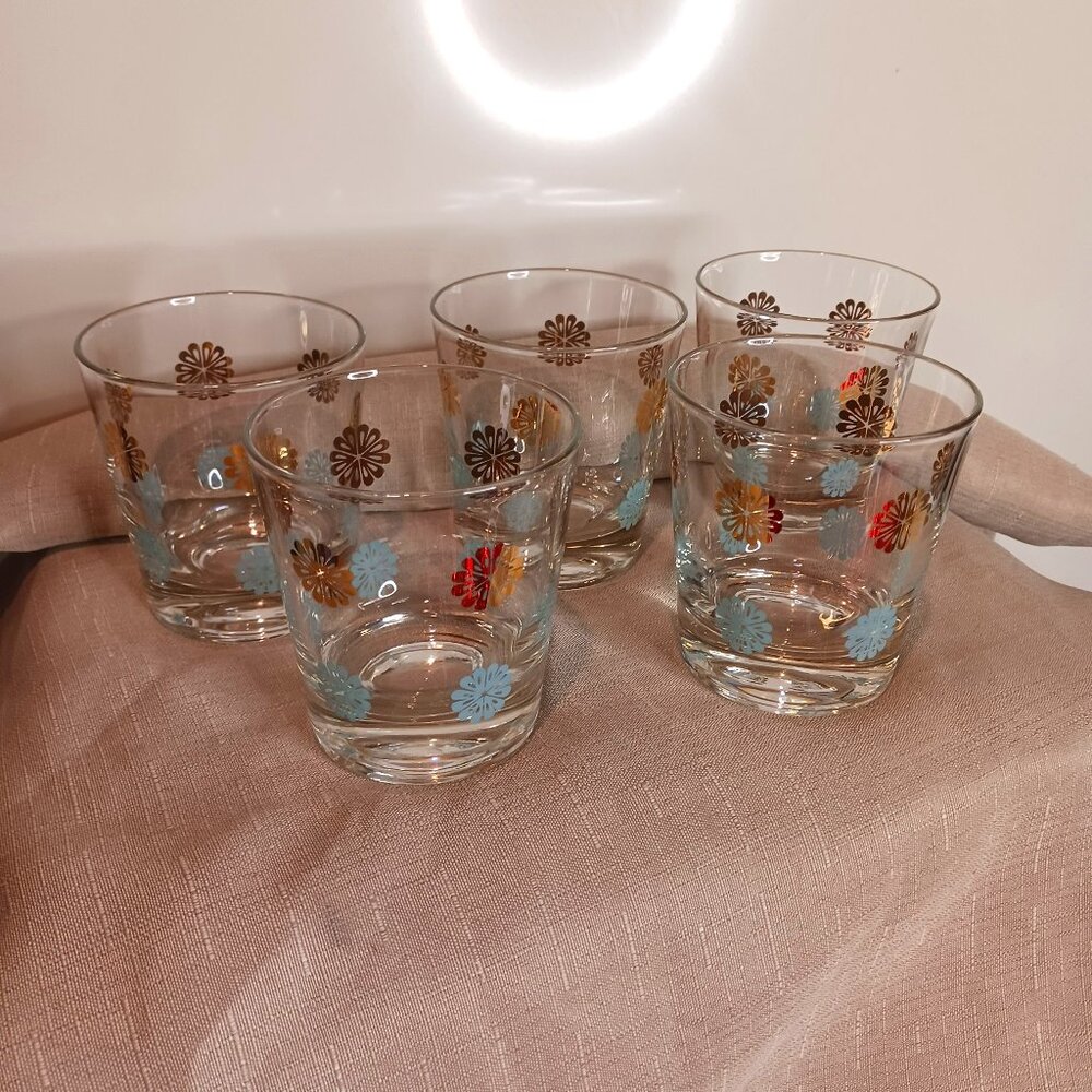 Set of 5 Mid Century Drink Glasses
